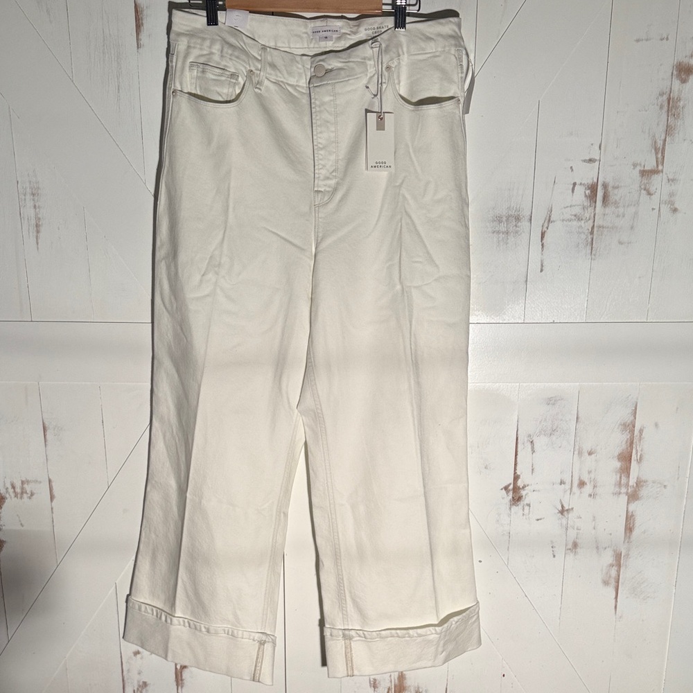 Good American White Denim Wide Leg Pants - Picture 5 of 11